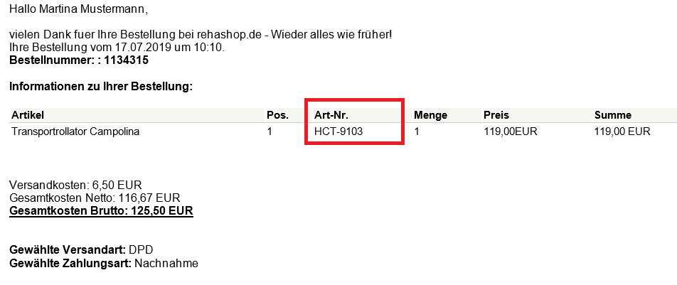 How to find your articlenumber on the orderconfirmation