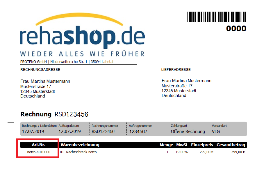 How to find your articlenumber on the invoice