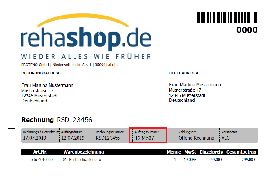 How to find your ordernumber