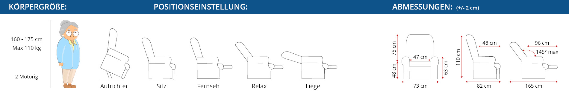Abmessungen Aufstehsessel Genua