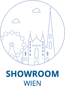 Showroom Wien Wiener Skyline mit Schriftzug zum Showroom Wien