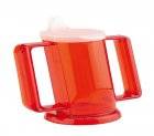 Trinkbecher Handycup in transparentem rot