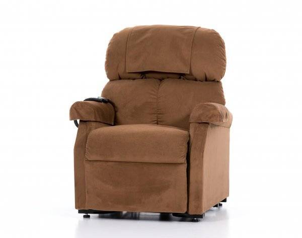 GOLDEN Komfort Plus Mini Sessel 1 Motor SOFT TOUCH SAMT Kognak (R++) im Rehashop